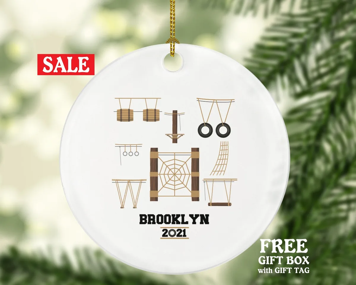 Tree Top Adventure Christmas Ornament Personalized, Rope Sliding Zip liner Zipliner Ziplining Outdoor Zipline Instructor Rope Adventure Park