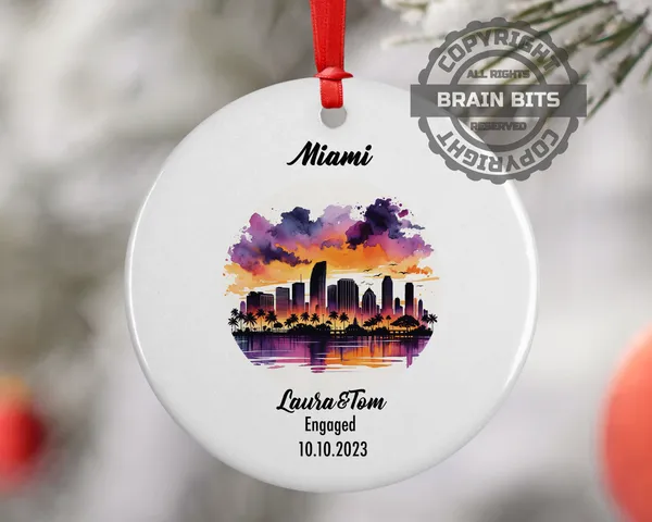 Miami Ornament, Engagement, Married, Travel, Gift for Engaged Couple, Engagement Gift, Trip, Vacation Souvenir