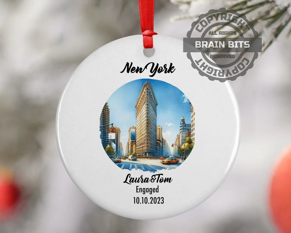 New York Downtown Ornament, Engagement, Married, Travel, Gift for Engaged Couple, Engagement Gift, Trip, Vacation Souvenir