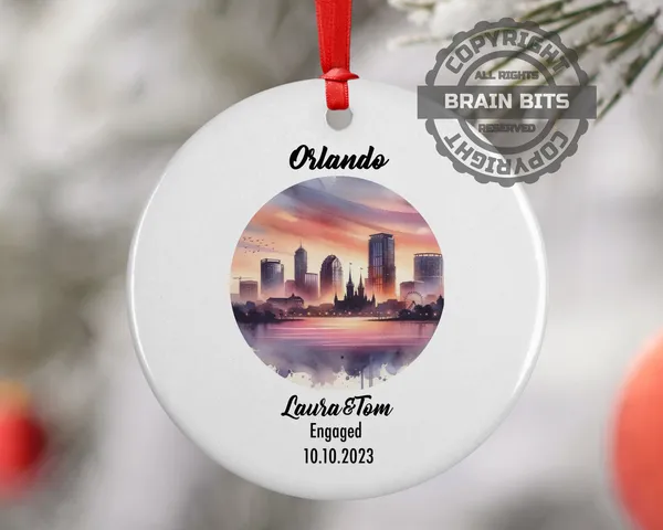 Orlando Ornament, Engagement, Married, Travel, Gift for Engaged Couple, Engagement Gift, Trip, Vacation Souvenir