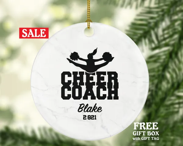 Cheer Coach Christmas Ornament Personalized - Cheer, CheerleaderTeam Sport, PomPom Custom Gift for Dancer Coach