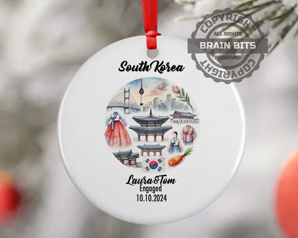 South Korea Ornament, Engagement, Married, Travel, Gift for Engaged Couple, Engagement Gift, Trip, Vacation Souvenir