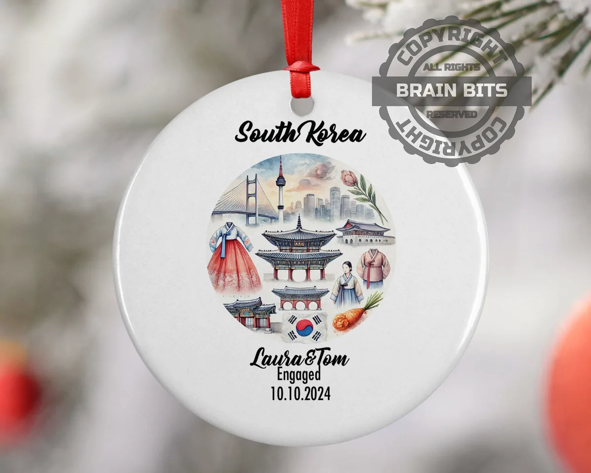 South Korea Ornament, Engagement, Married, Travel, Gift for Engaged Couple, Engagement Gift, Trip, Vacation Souvenir