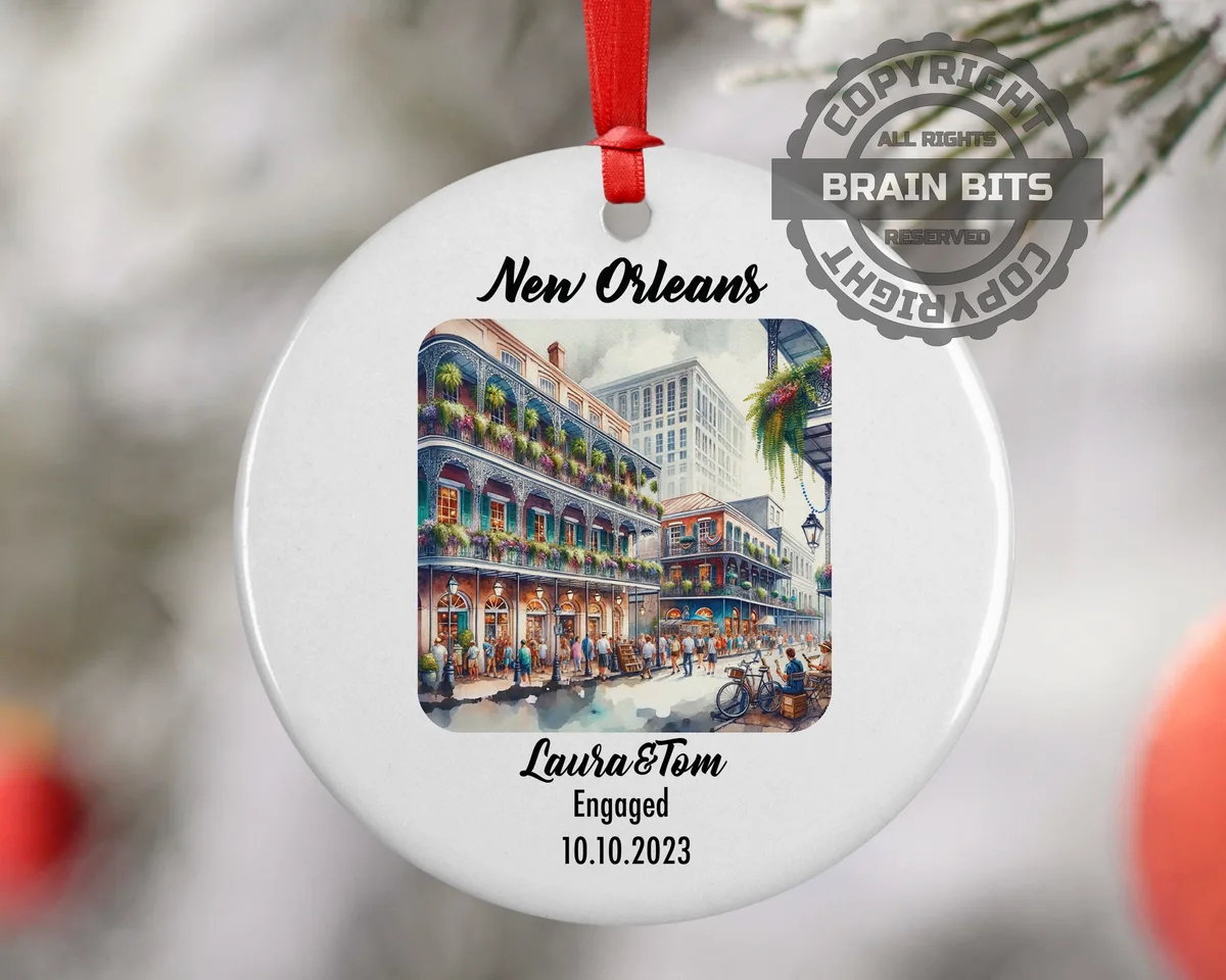 New Orleans Downtown Ornament, Engagement, Married, Travel, Gift for Engaged Couple, Engagement Gift, Trip, Vacation Souvenir