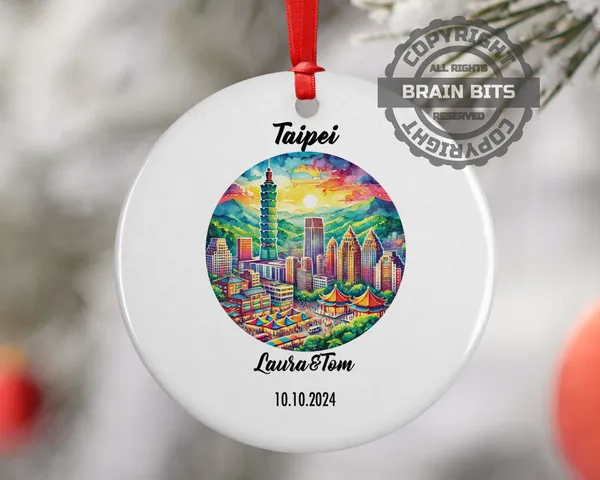 Taipei, Taiwan Ornament, Engagement, Married, Travel, Gift for Engaged Couple, Engagement Gift, Trip, Vacation Souvenir