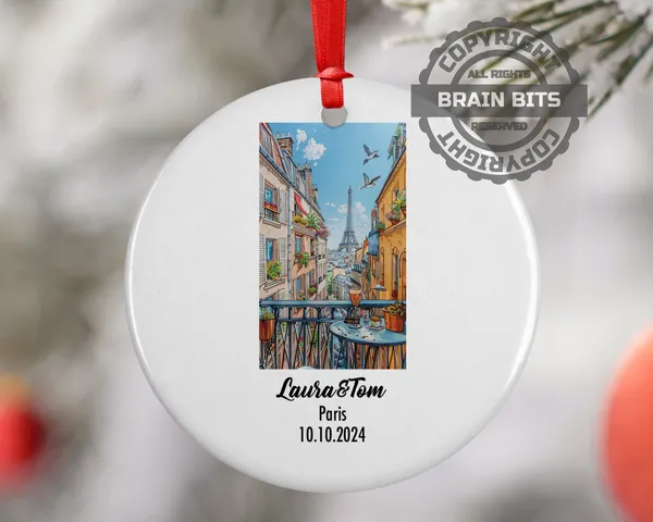 Paris, France, Ornament, Engagement, Married, Travel, Gift for Engaged Couple, Engagement Gift, Trip, Vacation Souvenir