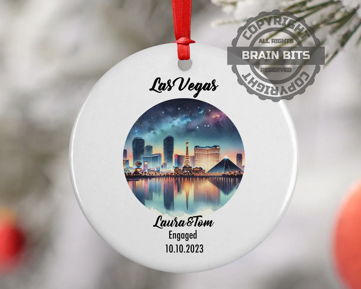 Las Vegas Ornament, Engagement, Married, Travel, Gift for Engaged Couple, Engagement Gift, Trip, Vacation Souvenir