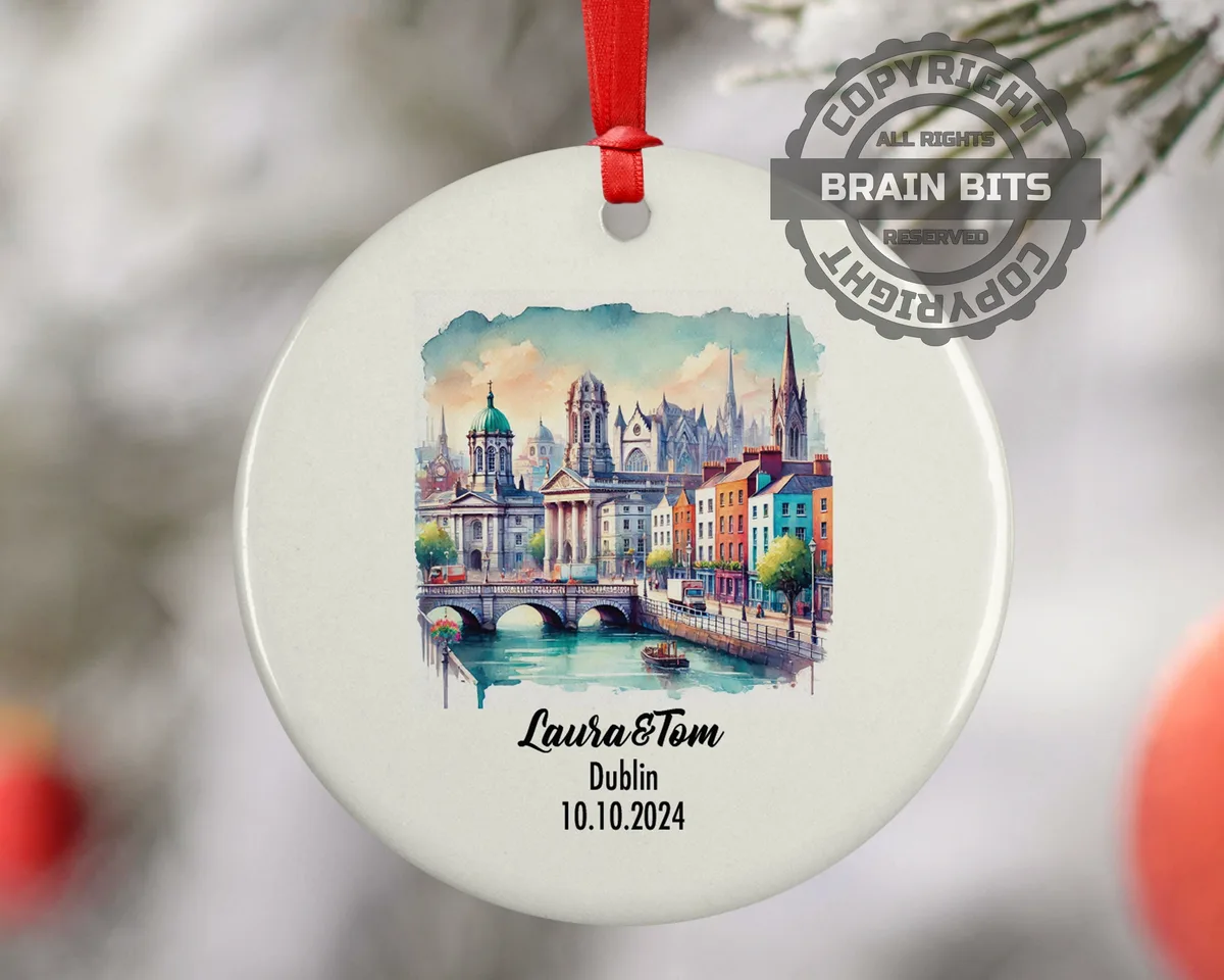 Dublin, Ireland, Ornament, Engagement, Married, Travel, Gift for Engaged Couple, Engagement Gift, Trip, Vacation Souvenir