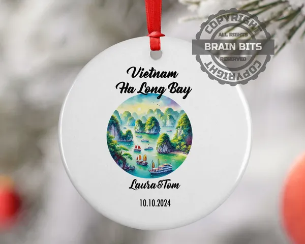 Vietnam, Ha Long Bay, Ornament, Engagement, Married, Travel, Gift for Engaged Couple, Engagement Gift, Trip, Vacation Souvenir