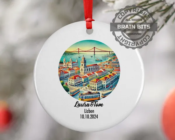 Lizbon, Portugal, Ornament, Engagement, Married, Travel, Gift for Engaged Couple, Engagement Gift, Trip, Vacation Souvenir