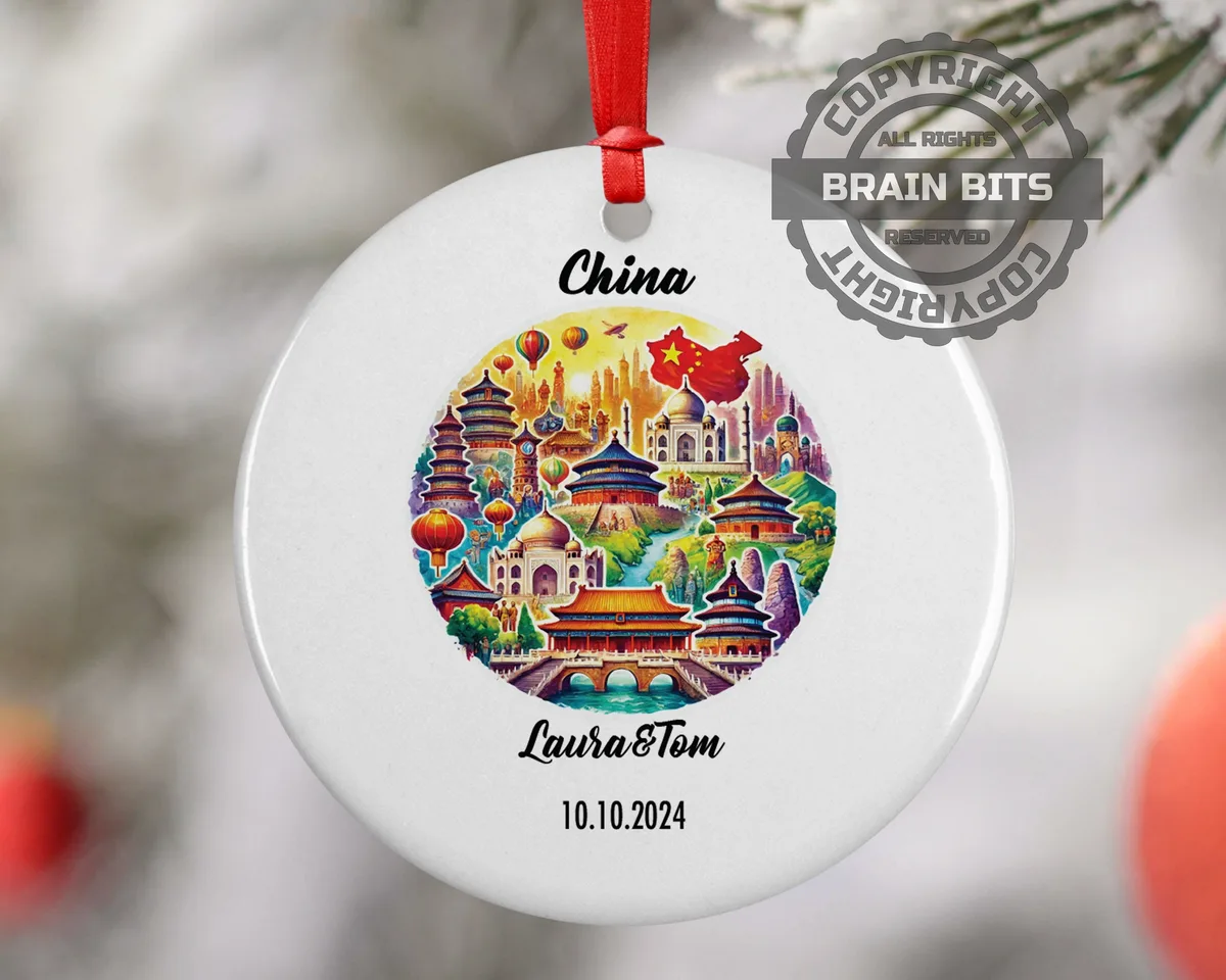 China Ornament, Engagement, Married, Travel, Gift for Engaged Couple, Engagement Gift, Trip, Vacation Souvenir
