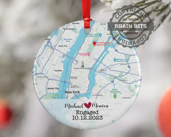 Map Engagement Wedding Christmas Ornament Gift, Engagement Map, Personalized Engagement Gift