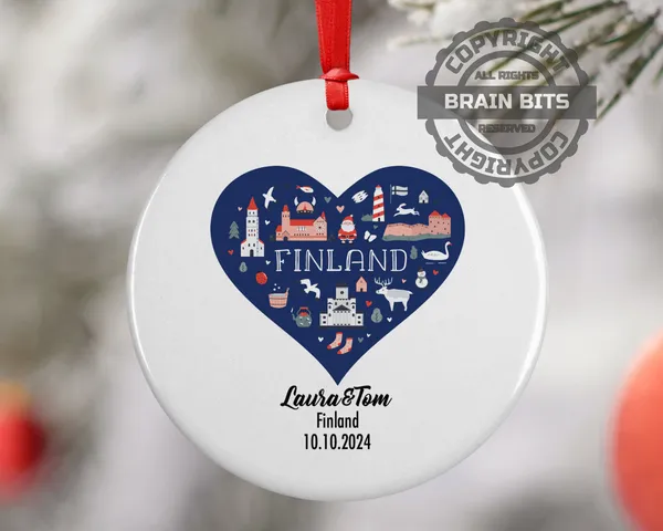 Finland, Ornament, Engagement, Married, Travel, Gift for Engaged Couple, Engagement Gift, Trip, Vacation Souvenir