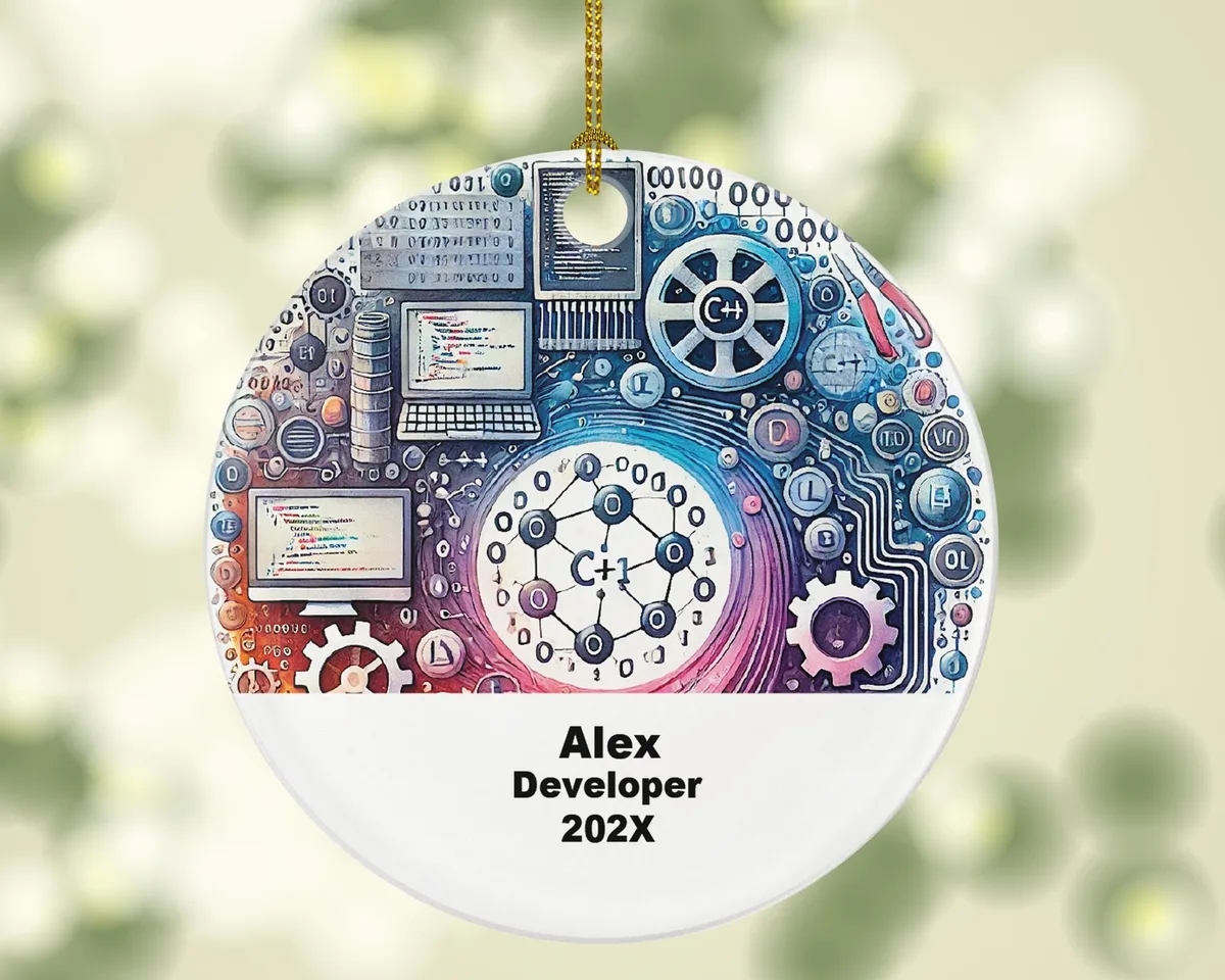Personalized Developer Ornament – Custom Programmer Gift – Coding Career Ornament with Name and Year