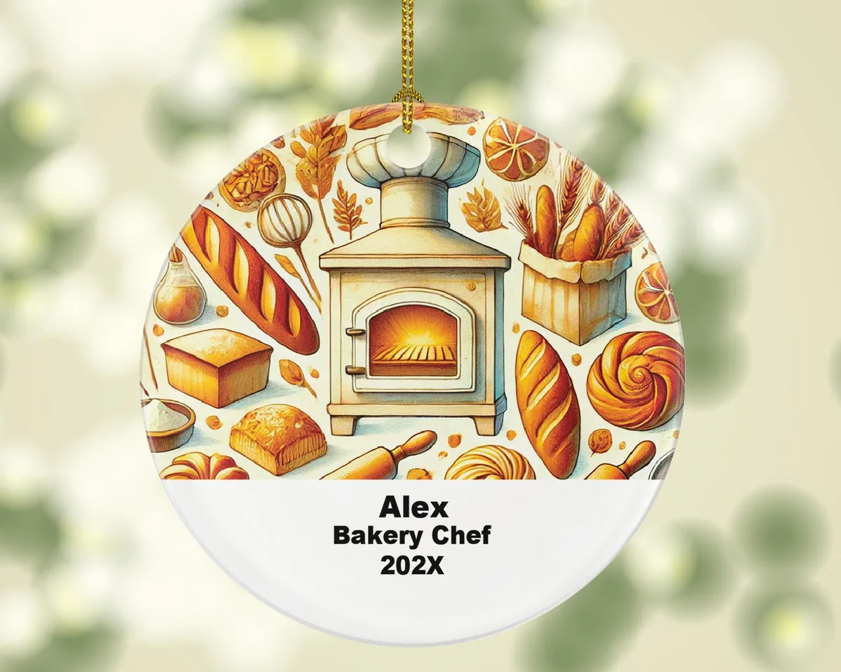 Personalized Bakery Chef Ornament – Custom Baking Gift – Pastry Chef Ornament with Name and Year