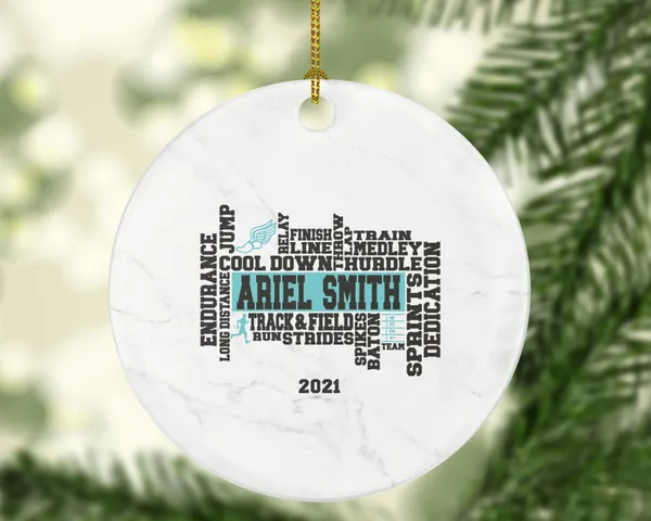 Track and Field Christmas Ornament Personalized - Running, Jumping, and Throwing Skills Gift for Track & Field - Custom Name Year
