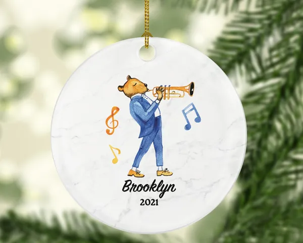 Trumpeter Christmas Ornament Personalized - Musical Instrument Playing Trumpet Gift for Trumpet Player - Custom Name Year