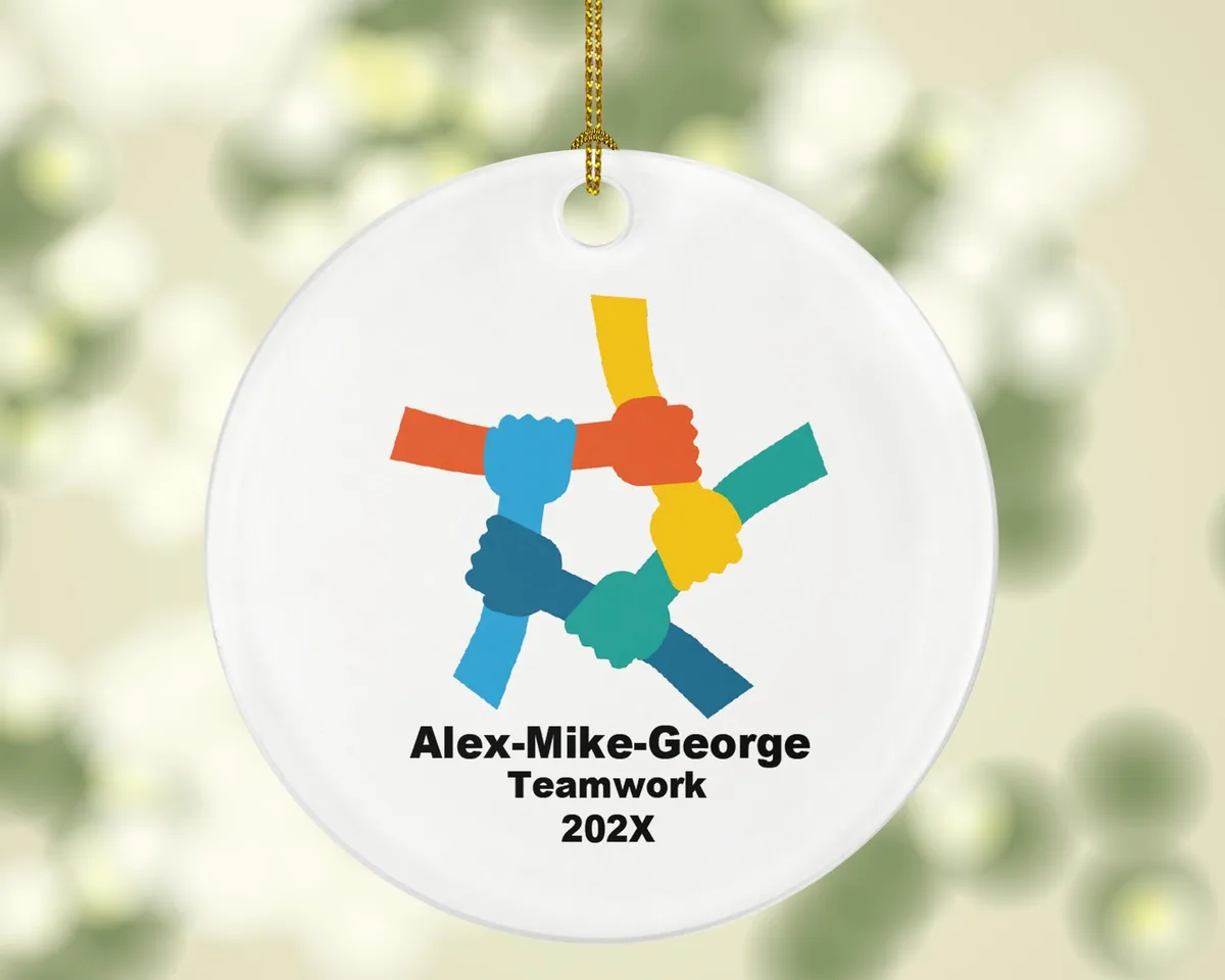 Personalized Teamwork Ornament – Custom Business Gift for Teams, Colleagues & Coworkers – Holiday Office Appreciation Keepsake