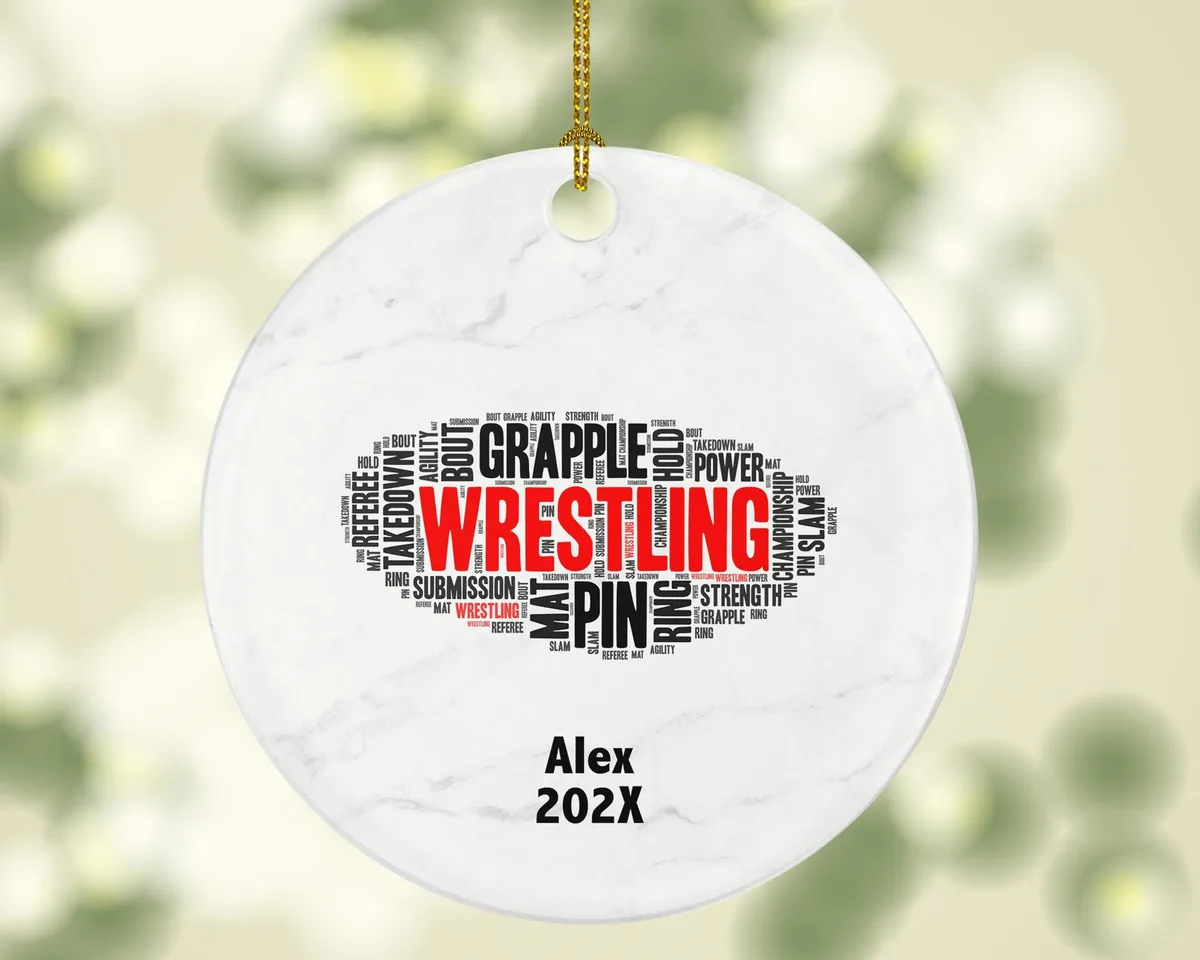 Personalized Wrestling Ornament – Custom Wrestler Gift with Word Art Design