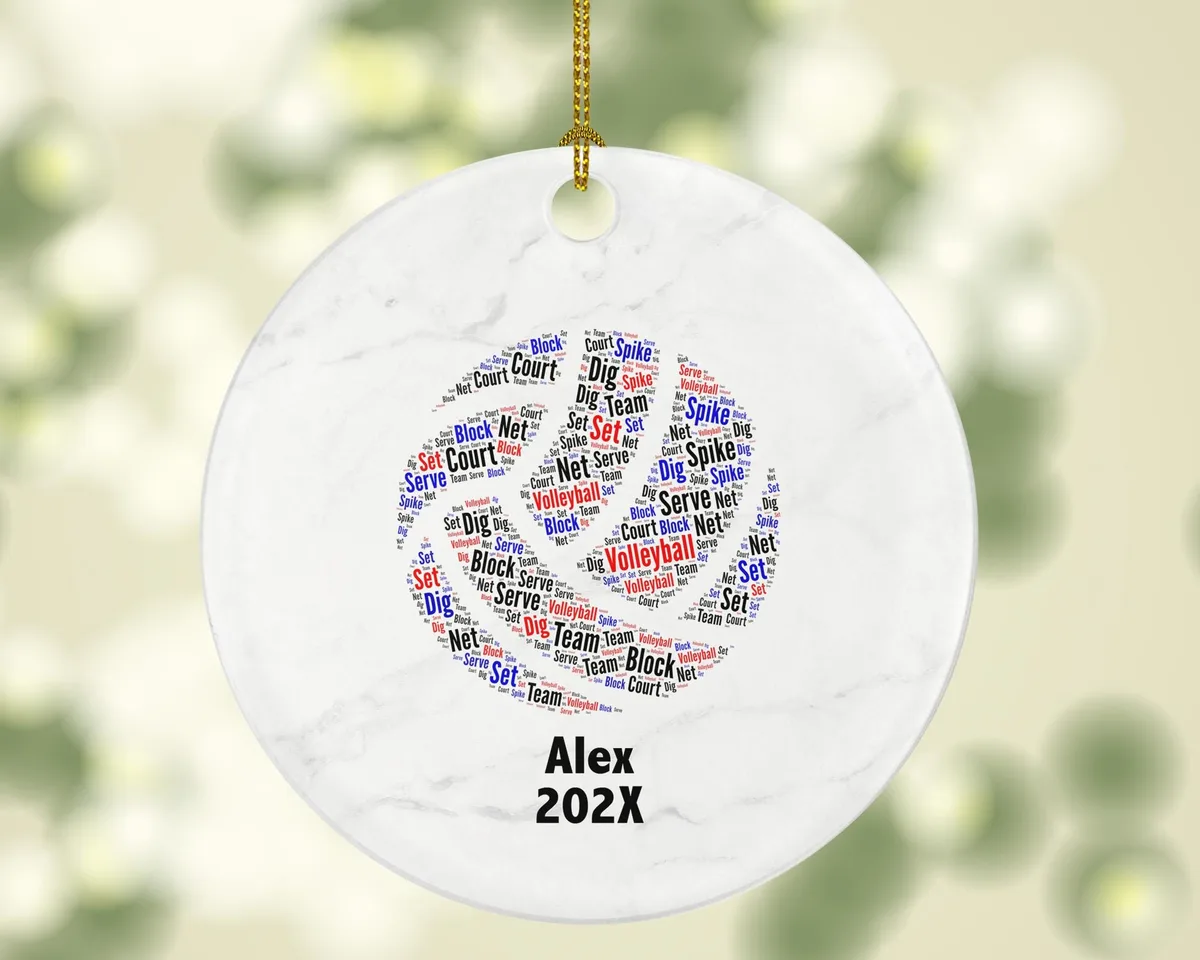 Personalized Volleyball Ornament – Custom Sports Gift for Players, Coaches, and Teams – Word Art Keepsake