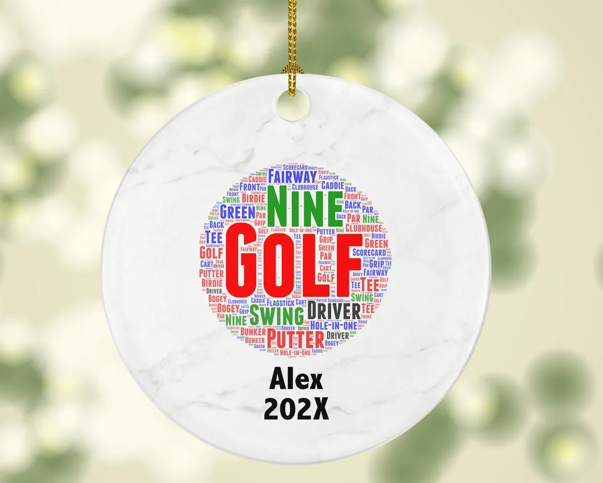 Personalized Golf Christmas Ornament – Custom Golfer Gift – Golf Ball Ornament – Golf Player Holiday Keepsake