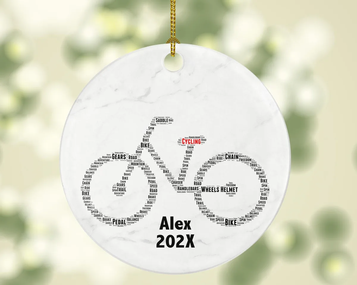 Personalized Cycling Christmas Ornament – Custom Bike Rider Gift – Road and Mountain Biking Ornament – Cyclist Holiday Keepsake