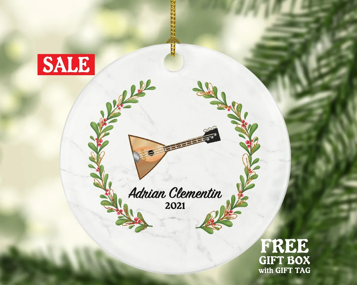 Balalaika Instrument Christmas Ornament Personalized - Musical Instrument Player Music Lover Custom Holiday Gift for Musician