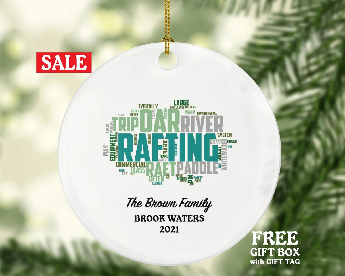 Rafting Christmas Ornament Personalized - River, Adventure, Outdoor Sports Custom Gift