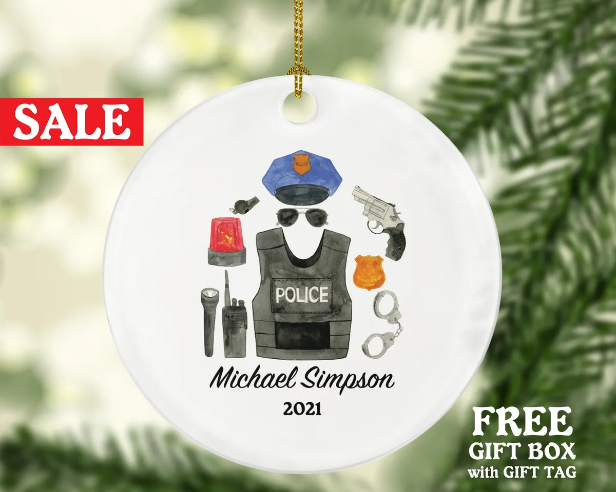 Policeman Christmas Ornament Personalized - Police Team Officer Custom Gift - Police Equipment