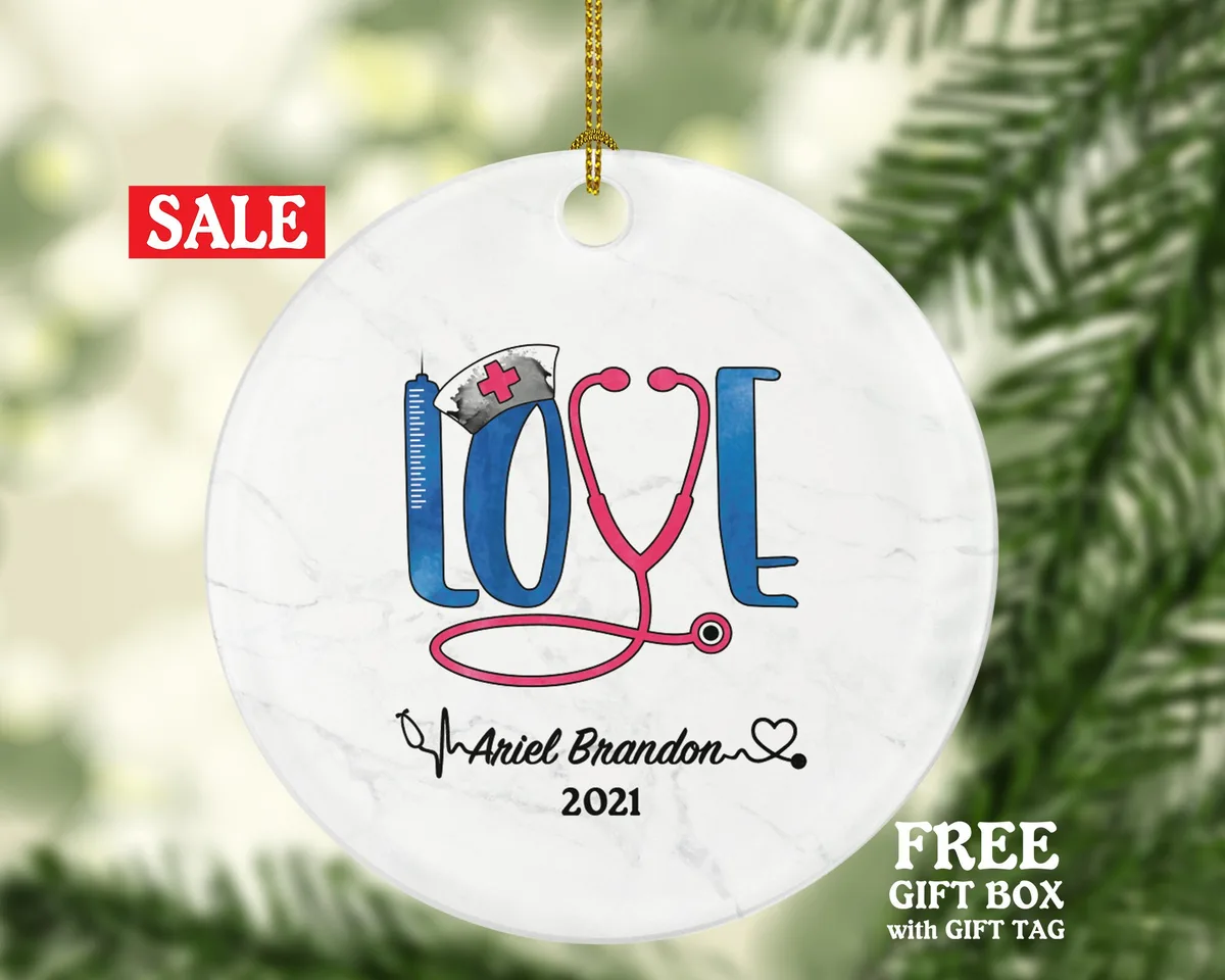 Passionate Nurse Christmas Ornament Personalized - Nursing Love Registered Nurse Health Worker Gift from Patient for Nurse RN Custom Medical