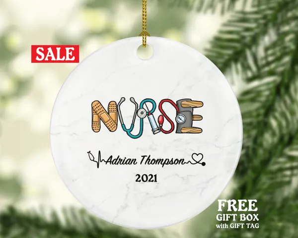 Creative Nurse Christmas Ornament Personalized - Nursing Registered Nurse Health Worker Gift from Patient for Nurse RN Custom Medical