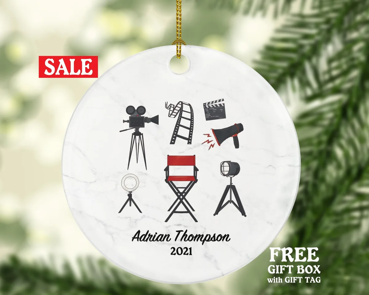 Cinema Christmas Ornament Personalized - Film Movie Actor Actress Best Ever Gift - Custom Name Year