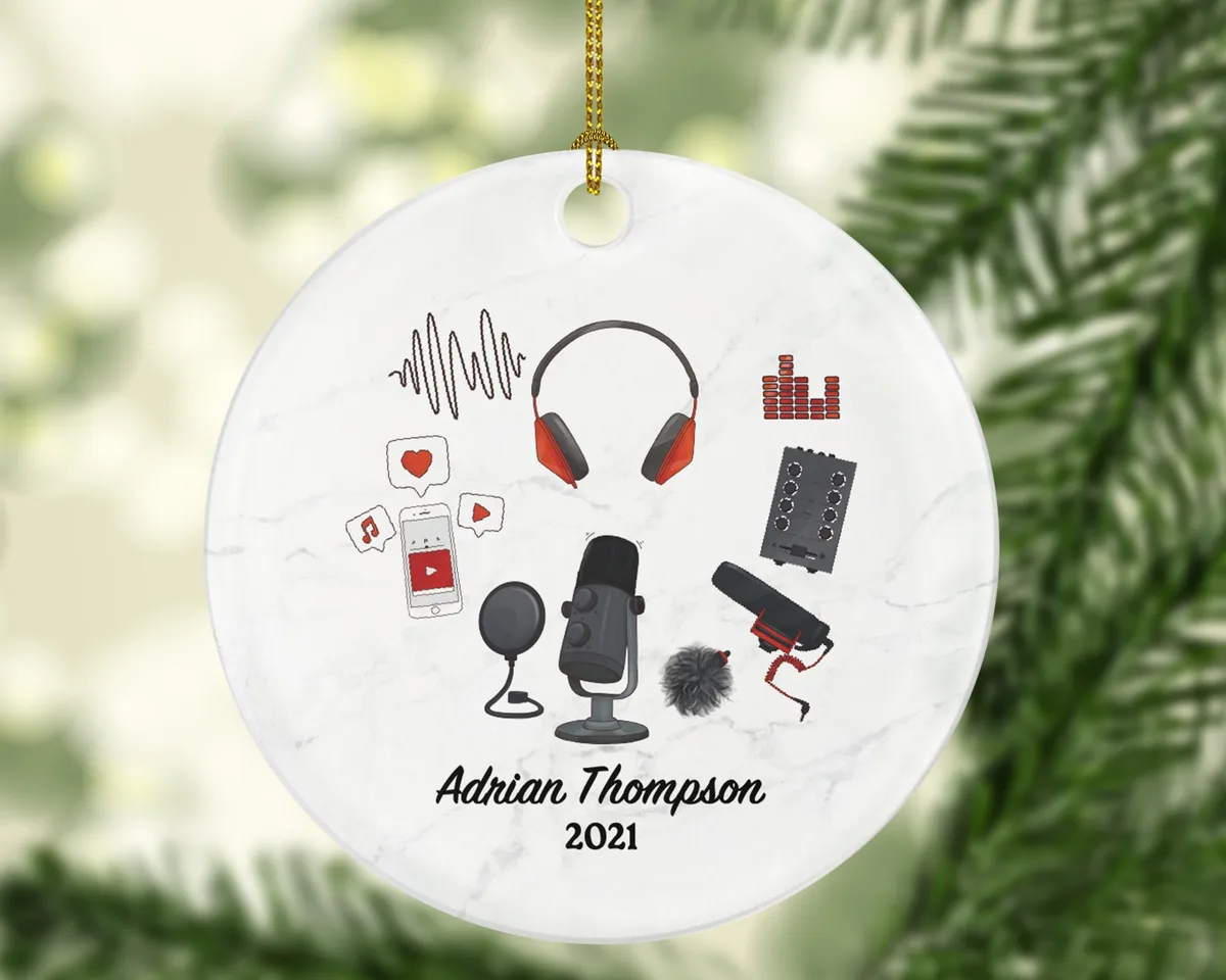 Podcast Social Media Influencer Content Creator Christmas Personalized Ornament - Friends Followers Subscribers Blogger