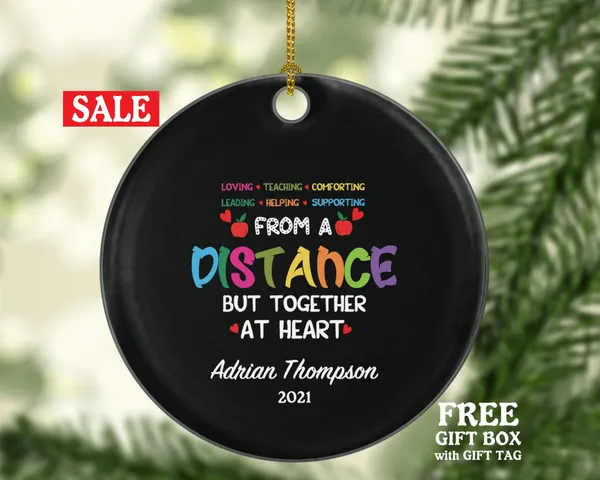 Distance Learning Teacher Christmas Ornament Personalized - Virtual Teaching Ornament Dedicated Teacher Gift from Student School