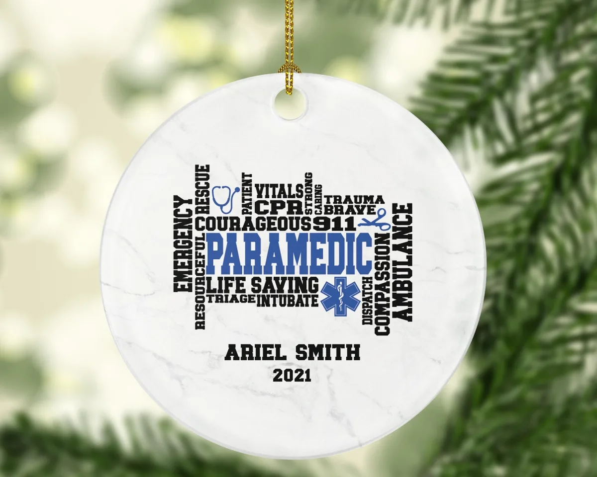 Paramedic Christmas Ornament Personalized - Fist Responder Paramedic Ambulance Custom Name Year Holiday Gift