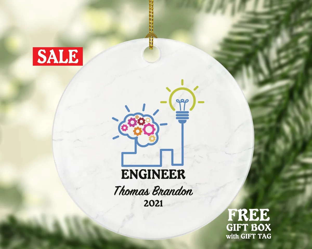 Engineer Christmas Ornament Personalized, Engineer Custom Name Year Gift