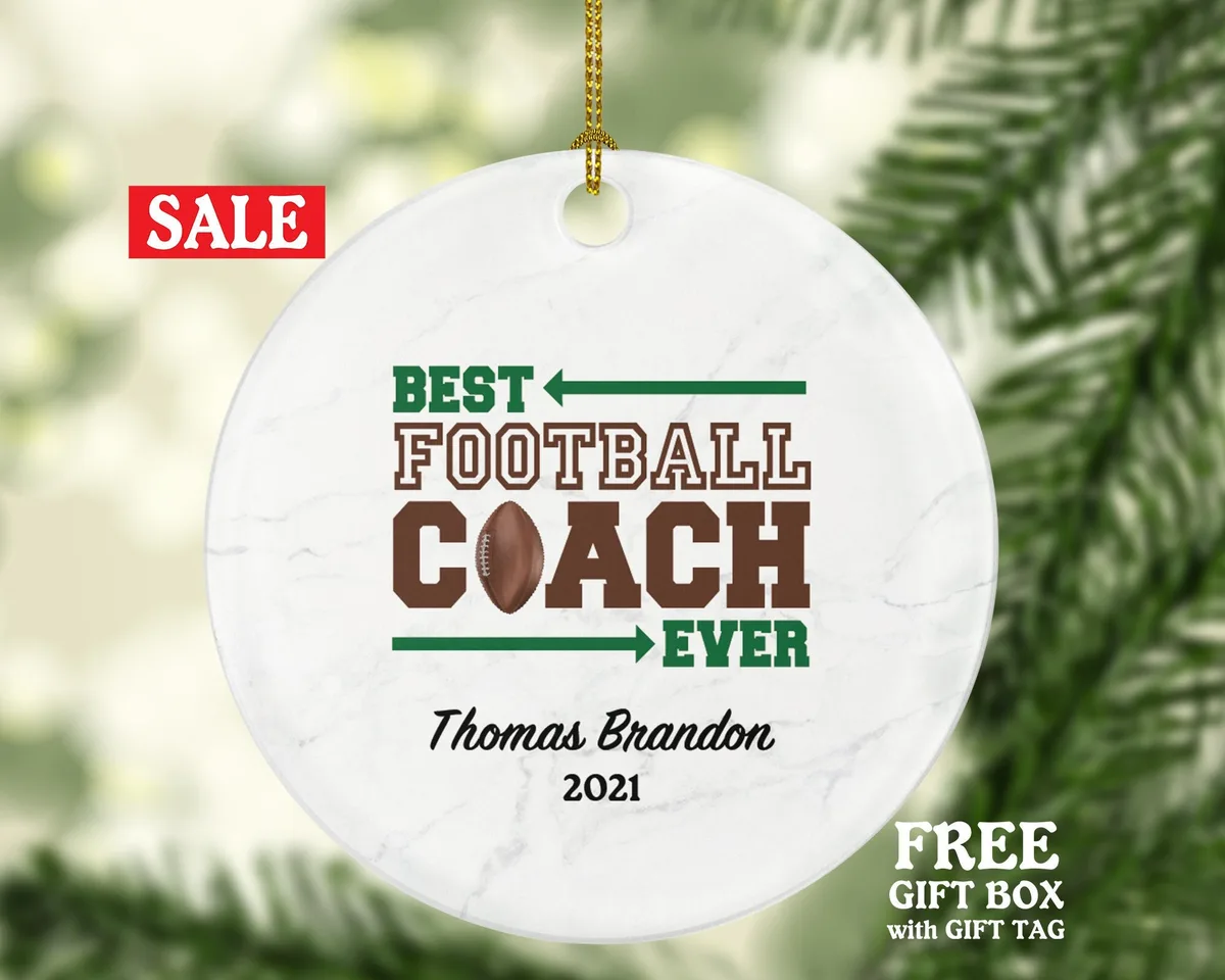 Best Football Coach Ever Christmas Ornament Personalized - Football Rugby Team Coach Sports Match Gift Ornament Custom Name