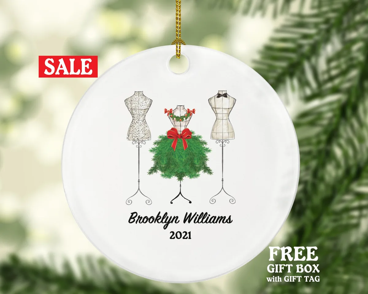 Fashion Designer Christmas Ornament Personalized, Fashion Design Gift, Textiles, Sewing, Apparel, Styling Custom Name and Year