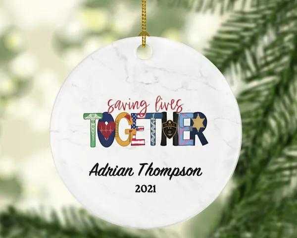 Saving Lives Together Police and Medical Teams Christmas Ornament Personalized - Doctor Physician Ambulance Policeman Team Officer Gift