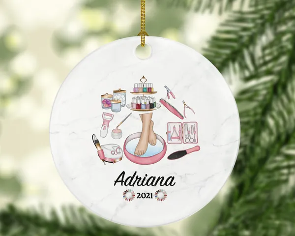 Pedicurist Pedicure Specialist Christmas Ornament Personalized - Self Care Beauty Salon Owner Spa Treatment Worker Custom Gift