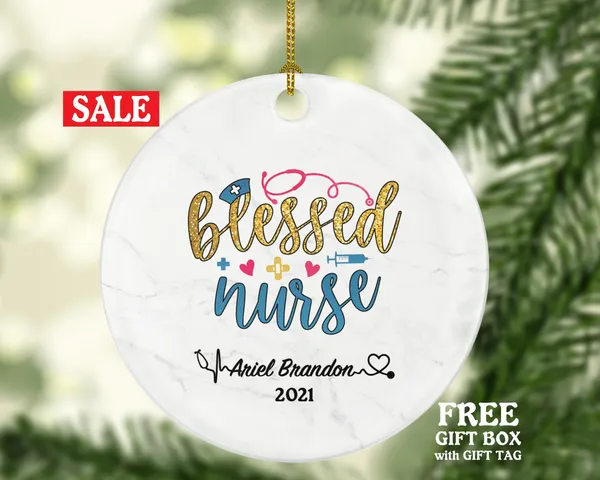 Blessed Nurse Christmas Ornament Custom - Nursing Health Worker Gift from Patient for Nurse RN Personalized Medical