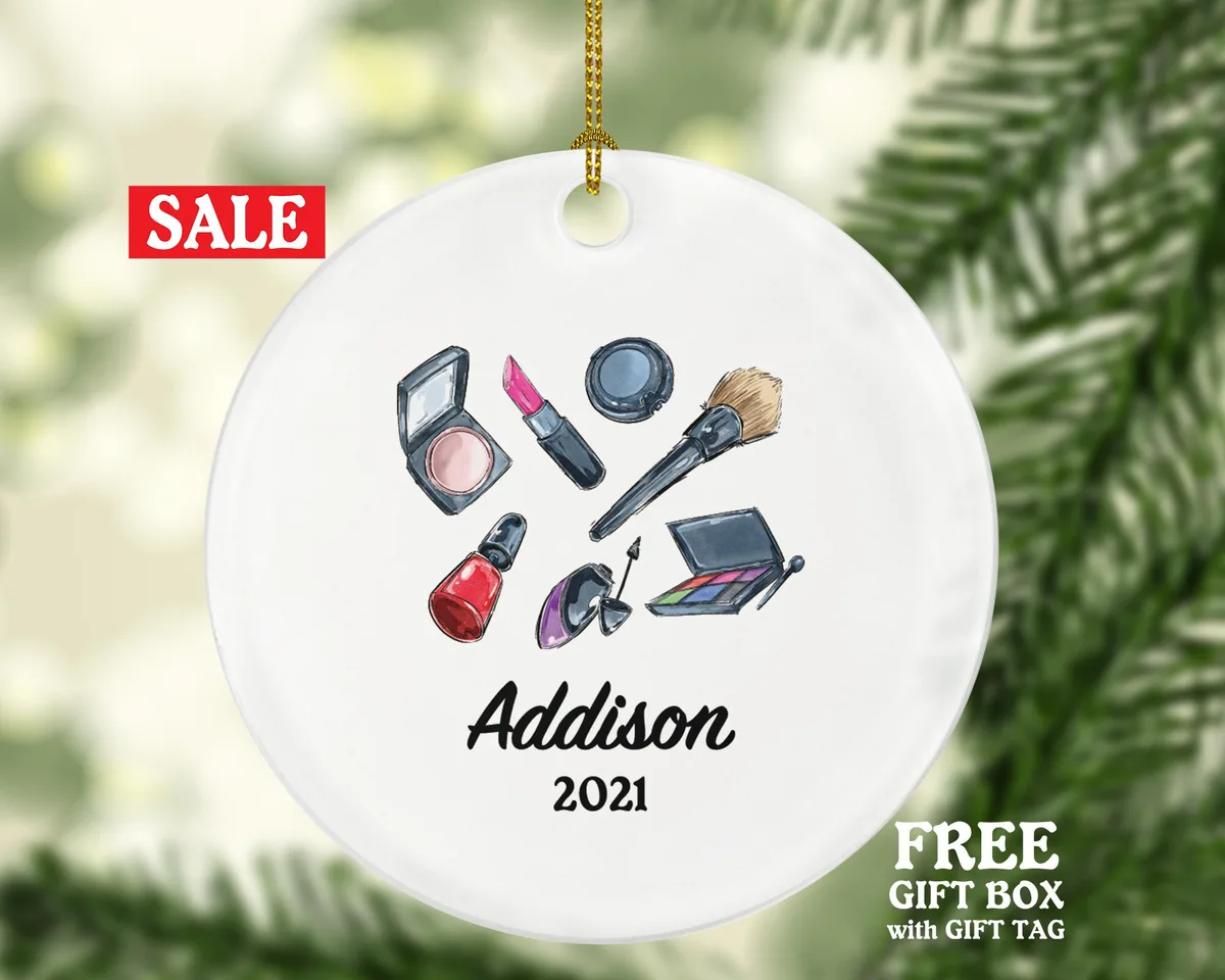 Beautician Makeup Artist Nail Polish Cosmetics Christmas Ornament Personalized - Make up Lover Beauty School hairdresser Salon Owner Stylist