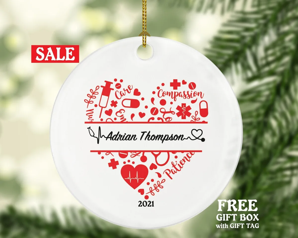 Personalized Medical Doctor Christmas Ornament Health Worker Gift from Patient for Nurse Physician Physical Therapist Practitioner MD RN PT