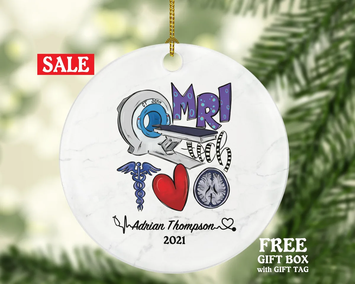 MRI Technologists, Tech Christmas Ornament Personalized - Magnetic Resonance Imaging Scanner MRI Tech Radiologic Scan Health Worker Gift