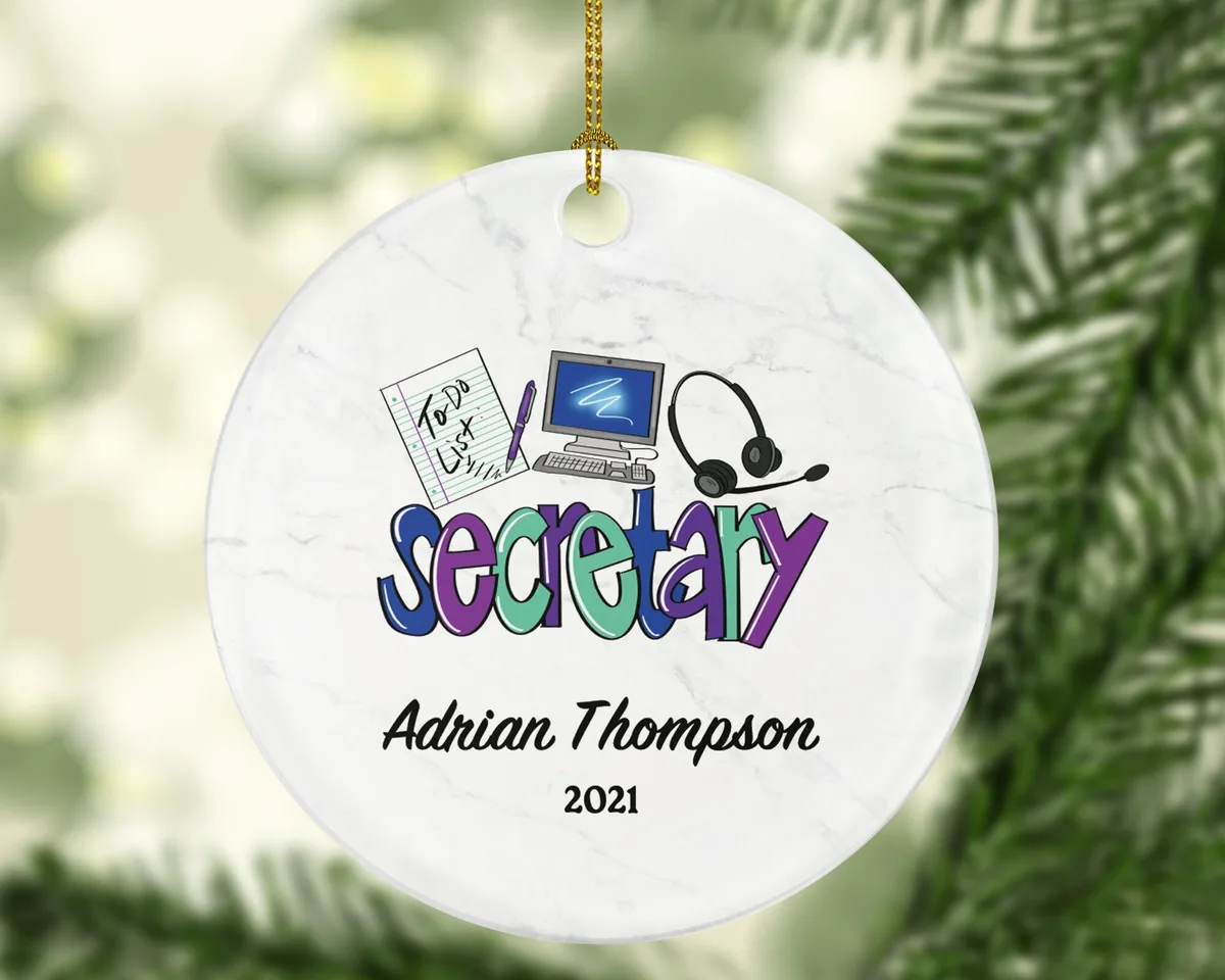 Secretary Christmas Ornament Personalized - Custom Office Secretary Gift - custom Name Year