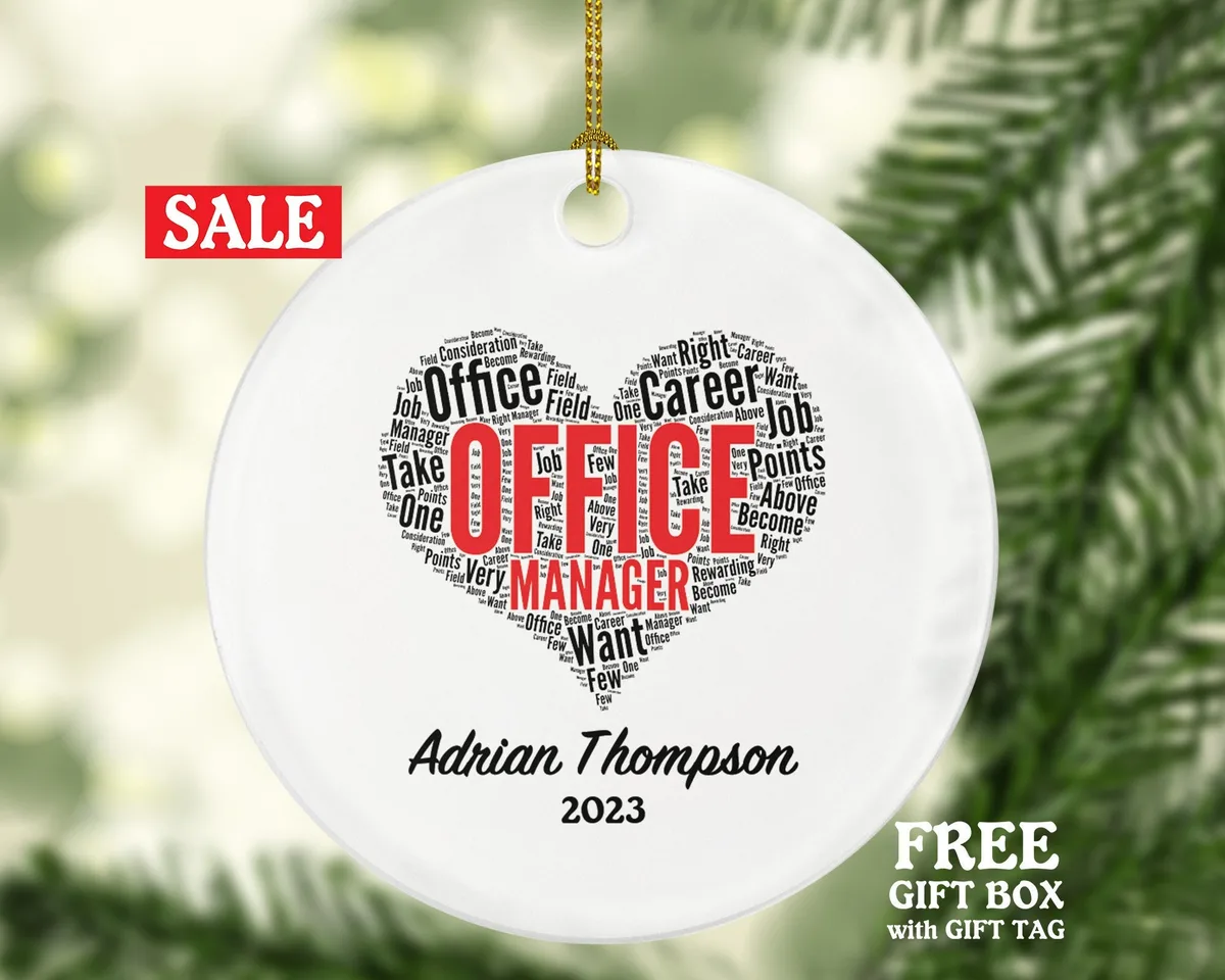 Office Manager Christmas Ornament Personalized - Officer Office Worker Gift - Custom Name Year