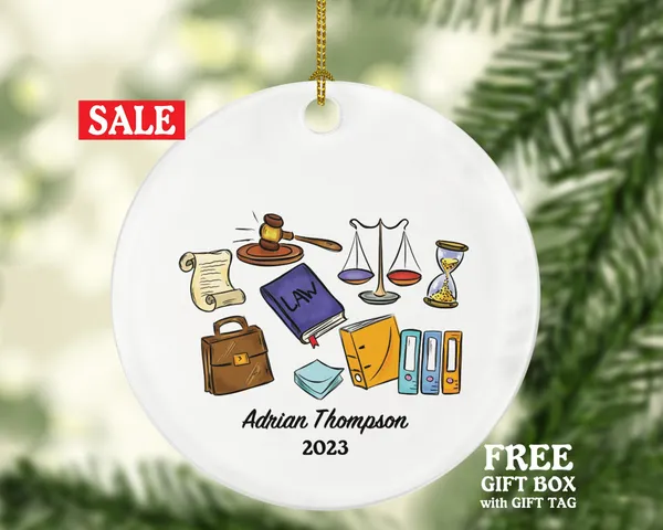 Law Judge Christmas Ornament Personalized - Custom Gift for Attorney at Lawyer Justice Equal Crime