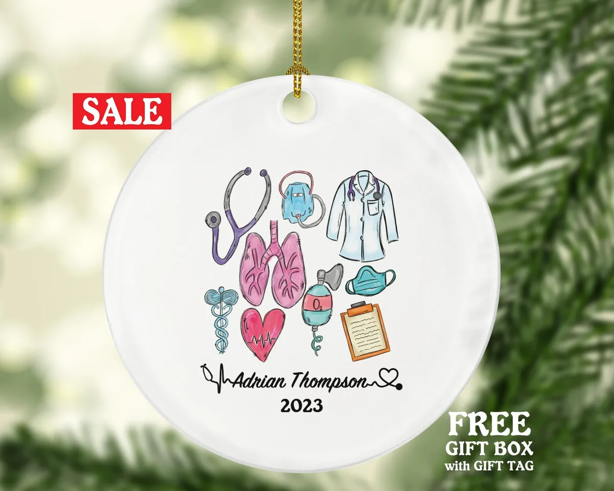 Respiratory Therapist Christmas Ornament Personalized - NBRC, National Board Respiratory Care, Therapy, Medical Gift for Her or Him