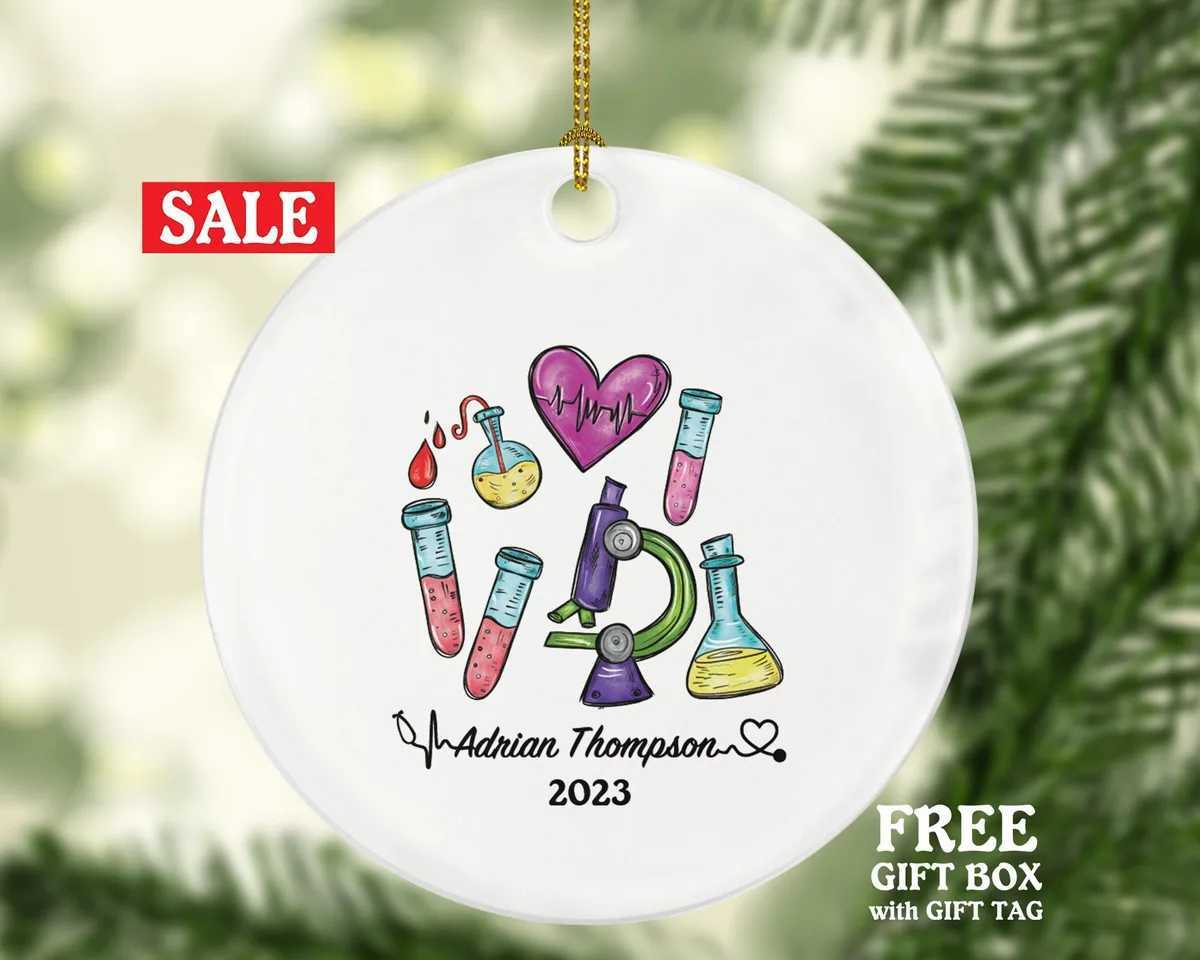 Laboratory Technician Christmas Ornament Personalized - Phlebotomist Gift, Healthcare Worker Essential Employee Appreciation, Hospital