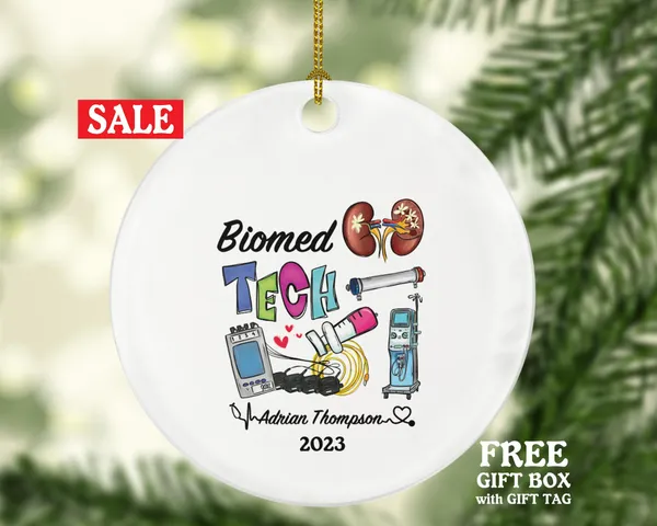 Biomedical Technician Christmas Ornament Personalized -  Biomedical Tech Health Worker Gift from Patient for Nurse Custom Medical
